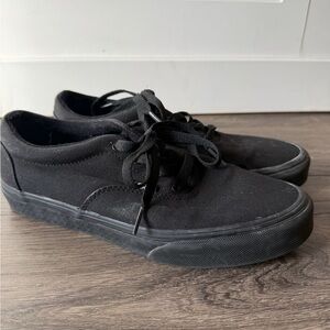 Vans Classic Canvas All Black Authentic Low Skate Shoes Sneakers Youth Size 7
